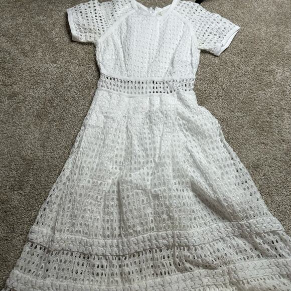 Johnathan SIMKHAI Eyelet Fit And Flare White Dress Size 4 - Picture 2 of 7